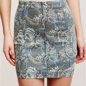 Free People Modern Femme Skirt 12 blue paisley white denim jeans floral